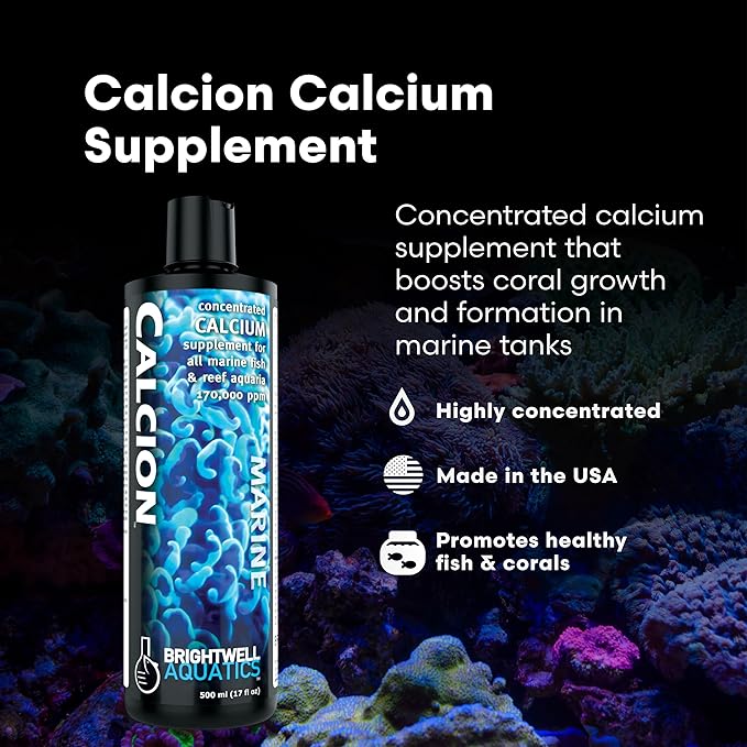 Brightwell Aquatics Calcion - Concentrated Ionic Calcium Supplement for Reef & Saltwater Aquariums Supports Coral Growth Aragonite Formation No Phosphate, 2L