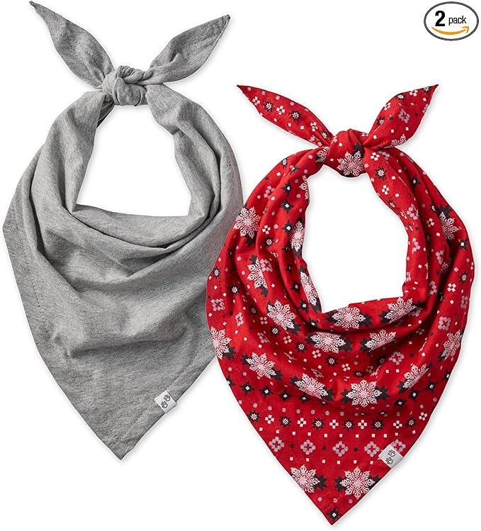 Pet Passion Bandit - The PET Bandana 100% Organic Cotton Pet Bandanas Clothes for Small, Medium, Large Dogs, 2-Pack Fair Isle, X-Small/Small
