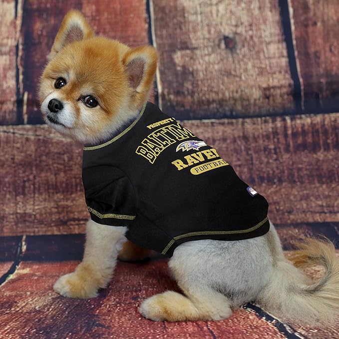 NFL Baltimore Ravens Dog T-Shirt for Pets, Size Medium. Officially Licensed Pet Shirt with Team Logo, Soft Stretchable Comfort Fit Apparel for Dogs & Cats