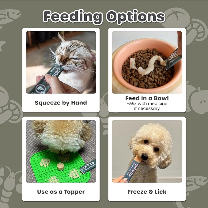 Choolip Squeeze Vita Stick Liver Support Lickable Cat and Dog Treats – 49-Count Salmon and Lobster Sticks with Milk Thistle, CoQ10 and Vitamin E – Box with 7 Pouches, Vet-Formulated