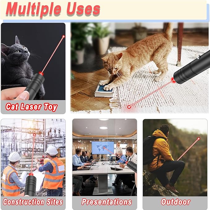 MEUSNO Lazer Pointer, Red Laser Pointer High Power Cat Laser Pointer Toy Red High Power Rechargeable Lazer Pointer for Cats Dogs Toy, High Power Laser Pointer for Presentations Cat Dogs Pet Toy