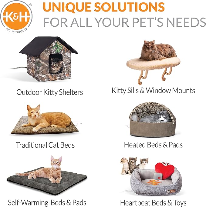 K&H Pet Products Heated Amazin' Kitty Pad, Cat Bed Traps Hair and Dander, Gray 15 X 20 Inches (Pack of 2)