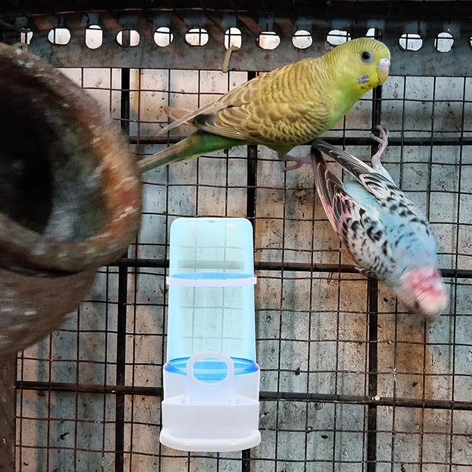 2pcs Automatic Bird and Hamster Food Feeder Set, Portable Bird Cage Feeder Water Dispenser, Blue and Plastic, Suitable for Parrots and Small Pets at Home