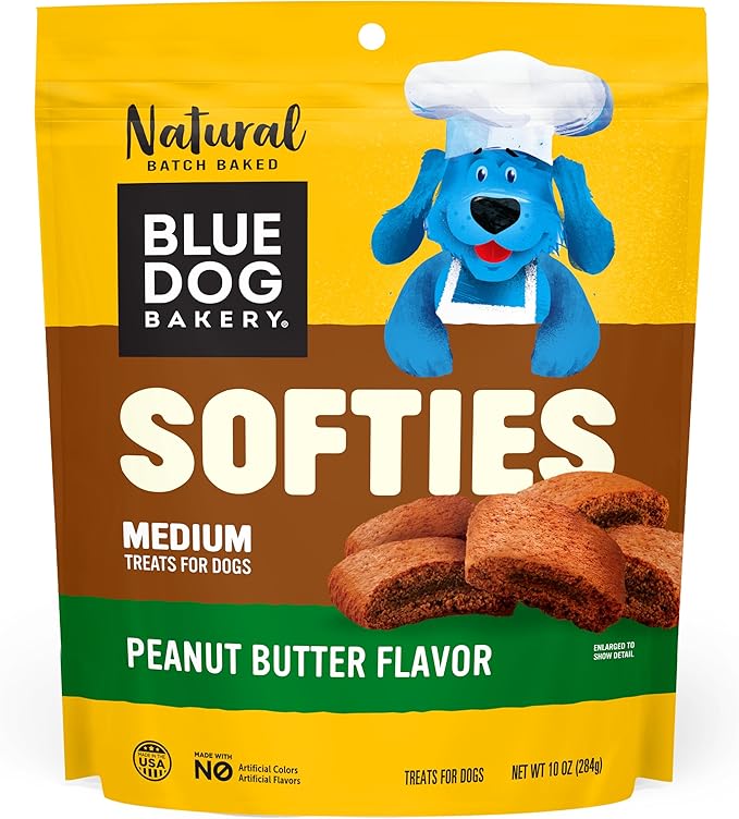Blue Dog Bakery Softies, Soft & Chewy Peanut Butter Dog Treats, Medium Size, Healthy Treats, All Natural Ingredients,10 oz (Pack of 1)