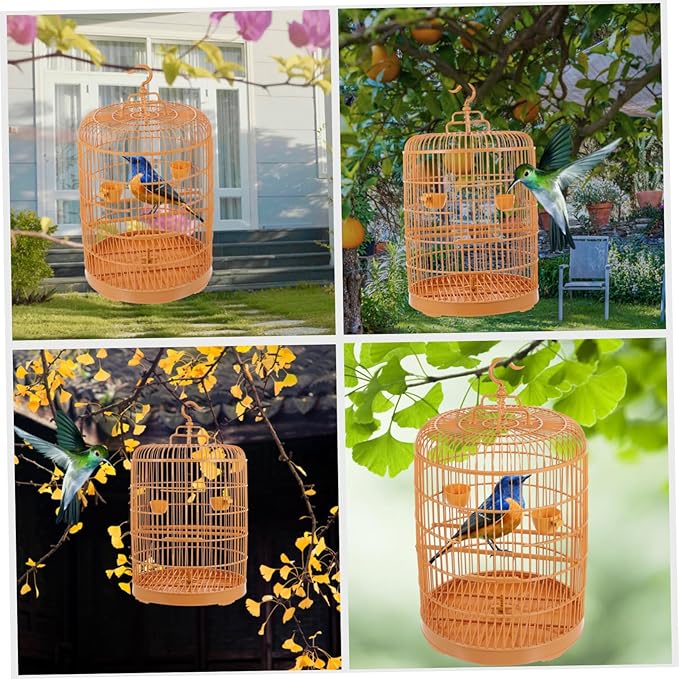 BESPORTBLE Hanging Bird Cage Plastic Round Design Durable and Spacious for Small Pets Parakeets and Decorative Use