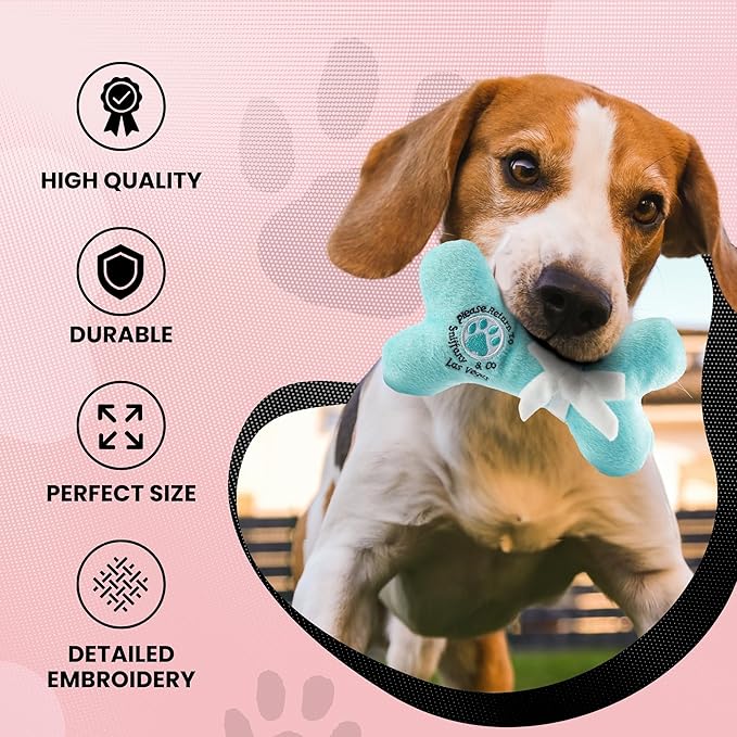 Dog Diggin Designs Sniffany & Co Petite Plush Dog Toy Bone | Luxury-Inspired Parody Designer Bone with Built-in Squeaker, Soft Plush Chew & Play Dog Toy – Prêt-à-Porter Play!
