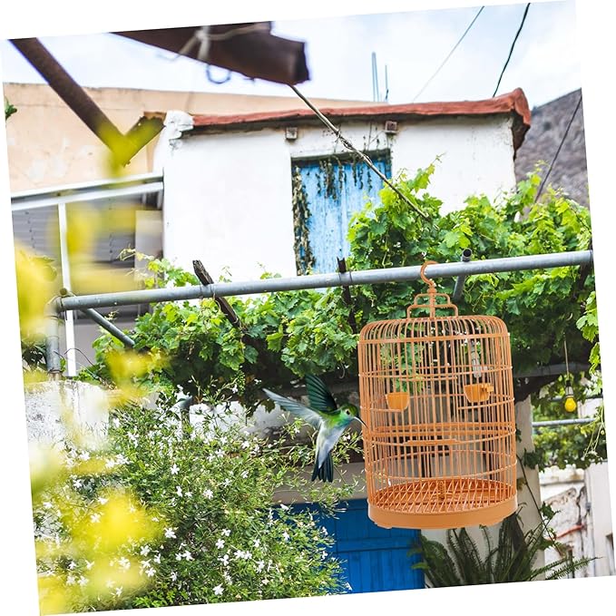 Hanging Plastic Bird Cage for Small Birds and with Spacious Interior Durable Decorative Cage Ornament for Parakeets Lovebirds Cockatiels and Small Animals
