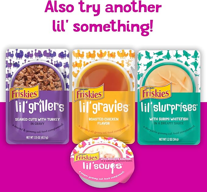 Purina Friskies Pureed Cat Food Topper, Lil’ Shakes With Enticing Chicken Lickable Cat Treats - (Pack of 16) 1.55 oz. Pouches