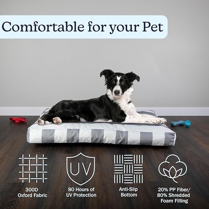 PETMAKER Dog Bed - Indoor/Outdoor Dog Bed with Removable Washable Cover and Non-Slip Bottom - 36in Medium Pet Bed for Dogs up to 70lbs - Water-Resistant Dog Beds (Gray)