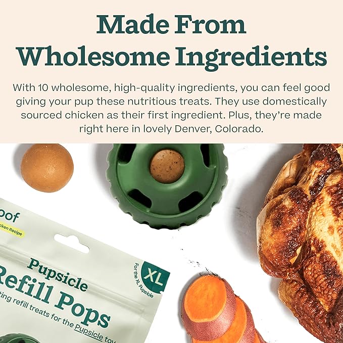 WOOF Pupsicle Refill Pops, Delicious Long Lasting Dog Treats, Pre-Made Pupsicle Refills for Dogs, Wholesome Ingredients, Low-Mess Chicken Pet Treats - XL Pops - 5 Count - 3 Pack