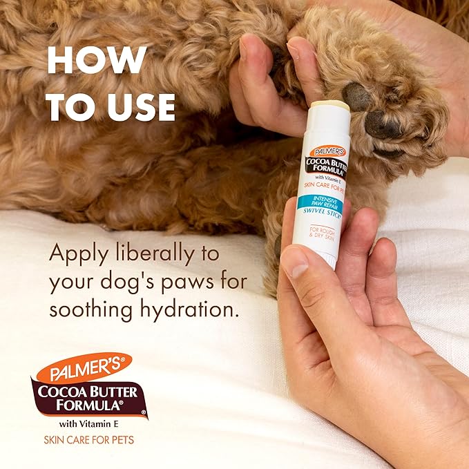 Palmer's for Pets Cocoa Butter Paw Pad and Nose Balm Swivel Stick, Fragrance Free - Moisturizing Dog Balm with Vitamin E, Peppermint Oil, Shea Butter, Rough or Dry Pads, 0.5 oz