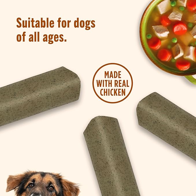 Nutrish Soup Bones Premium Dog Chews with Real Chicken and Veggies, 6.3 oz. Bag, Pack of 8 (Rachael Ray)