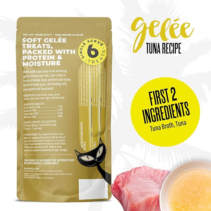 Tiki Cat Stix Gelee Wet Cat Treats, Tuna, 3 oz. Pouch