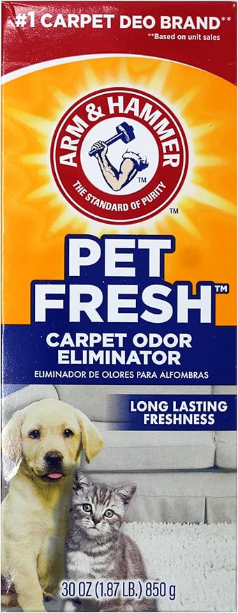 Arm & Hammer Pet Odor Control kit, Pet Fresh Carpet Odor Eliminator Long Lasting Freshness + Cat Litter Deodorizer with Baking Soda, 30 oz Each