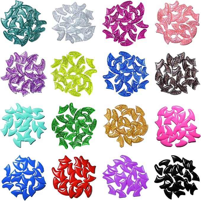 15 Colors | 150 pcs Cat Nail Caps | Cat Claw Covers Tips with Adhesives and Applicators (S)