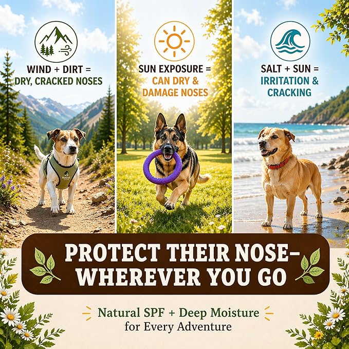 Natural Dog Company Snout Soother Dog Nose Balm – Moisturizing Care for Dry, Crusty, Cracked Noses with Coconut Oil & Shea Butter, Lick Safe Dog Snout Balm for All Breeds - 4 oz Tin