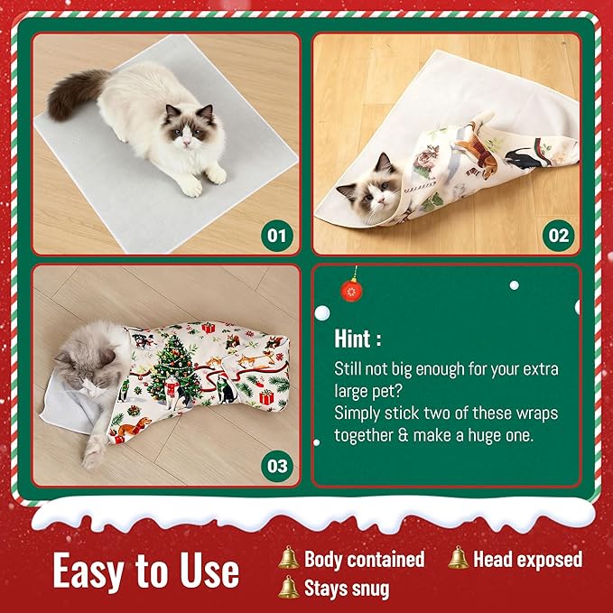 Purrfect Peace Cat Swaddle Wrap – 27.6" Professional Calming Restraint Bag for Grooming, Nail Trimming & Medicine - Adjustable Cat Restraint for Grooming, Nail Clipping & Vet Visits