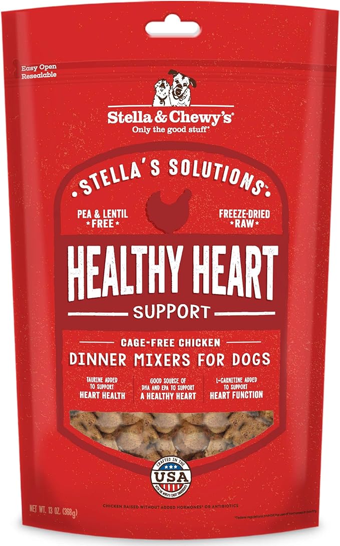 Stella & Chewy's Freeze-Dried Raw Dog Food for Heart Health - Cage-Free Chicken - Natural Solution for Cardiovascular Support & Energy - Premium Raw Nutrition - 13oz