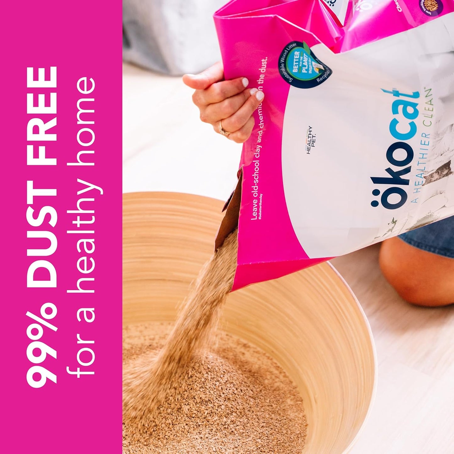 ökocat Super Soft Wood Clumping Cat Litter, Unscented, 22 pounds XL - Natural Ingredients, Stops Odor, Clumps Solid, 99% Dust Free, Great for All Cats, Sensitive Paws, Kittens