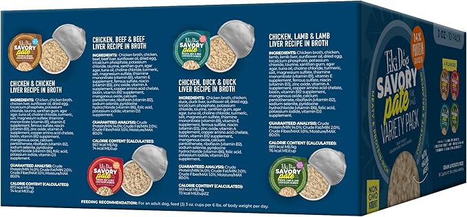 Tiki Dog Savory Paté Wet Dog Food, Variety Pack, 3 oz. Cup (10 Count)