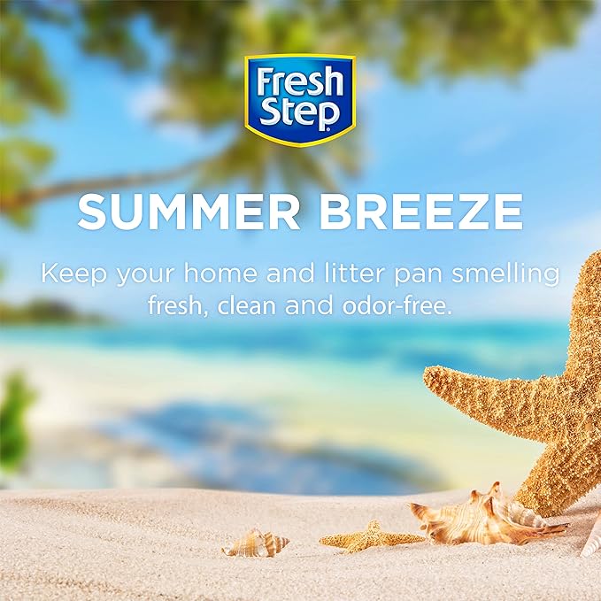 Fresh Step Cat Litter Crystals Deodorizer, Non Toxic Odor Neutralizing Crystals for Litter Boxes that Help Control Smells and Keep Home Areas Fresh, Summer Breeze Scent, 15 Ounce - 6 Pack