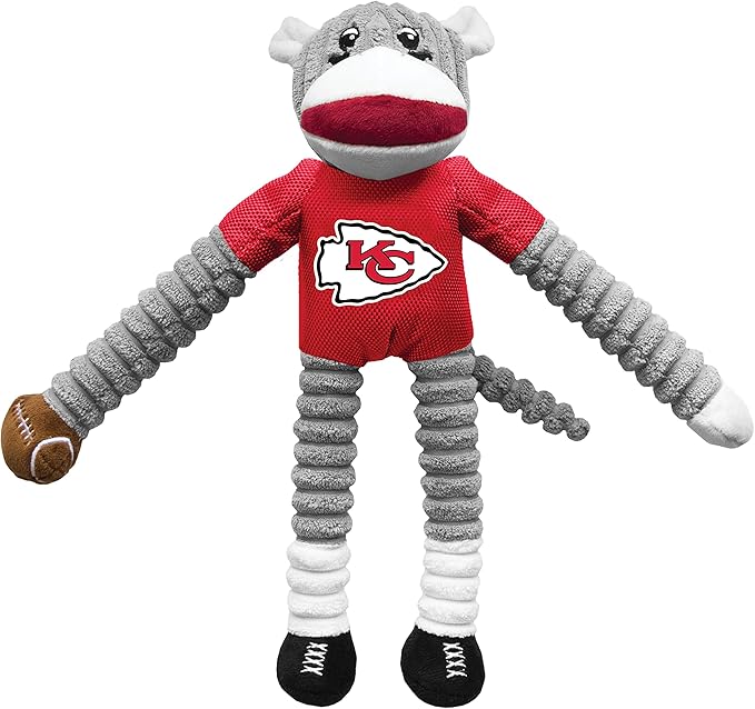 Littlearth NFL Unisex NFL Sock Monkey and Flying Disc Pet Toy Combo Set