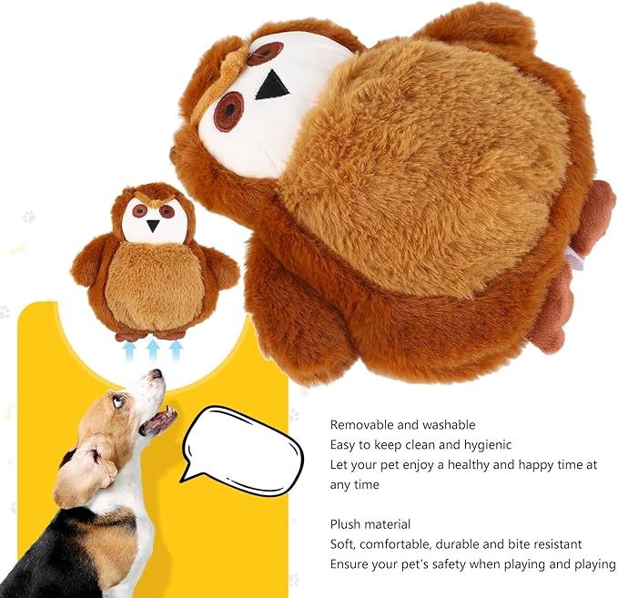 Dog Plush Toy Removable Washable Soft Interactive Dog Plush Toy Cover for Pet Supplies, Suitable for Dogs Cats, Plush Material (Brown)