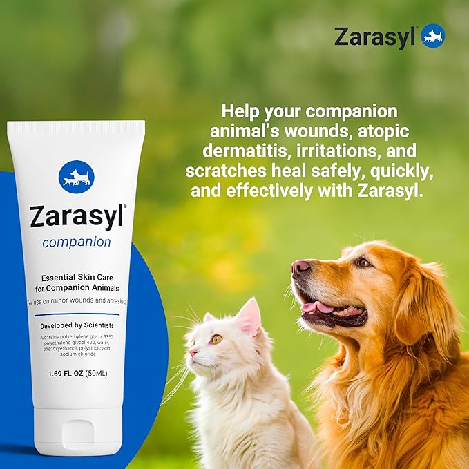 Zarasyl Companion Essential Skin Care Ointment for Cats and Dogs, 1.69 oz. – Protects & Moisturizes Skin & Tissues for Optimal Wound Care – First Aid Salve Cream for Wounds