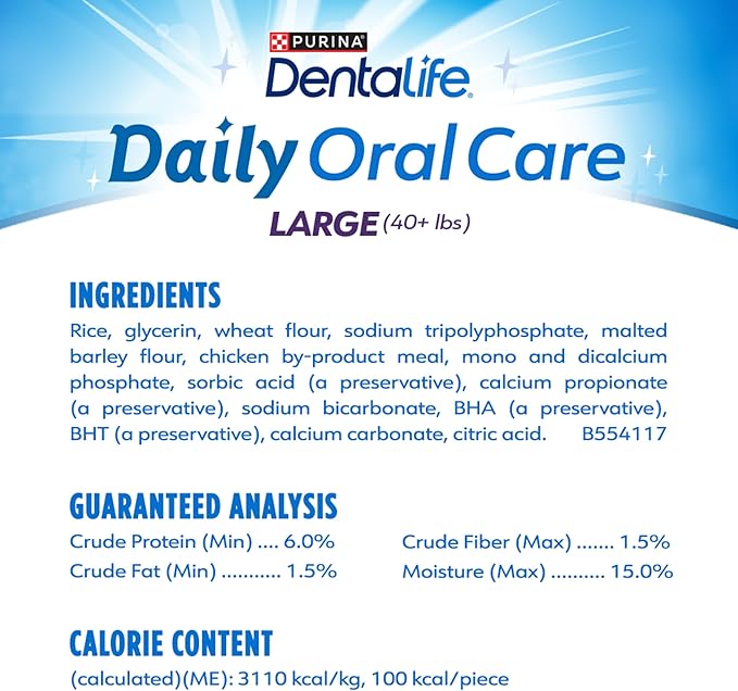 DentaLife Daily Oral Care Dog Treats for Large Dogs, Chewy Dental Treat to Freshen Breath and Fight Tartar, Chicken Flavor - 30 ct. Pouch