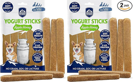 Himalayan Dog Chew Apple Honey Yogurt Sticks for Dogs | Protein-Rich Treats with Prebiotics & Probiotics | Lactose-Free, Grain-Free, Gluten-Free | Healthy Yogurt Chews for All Breeds | 5 Count