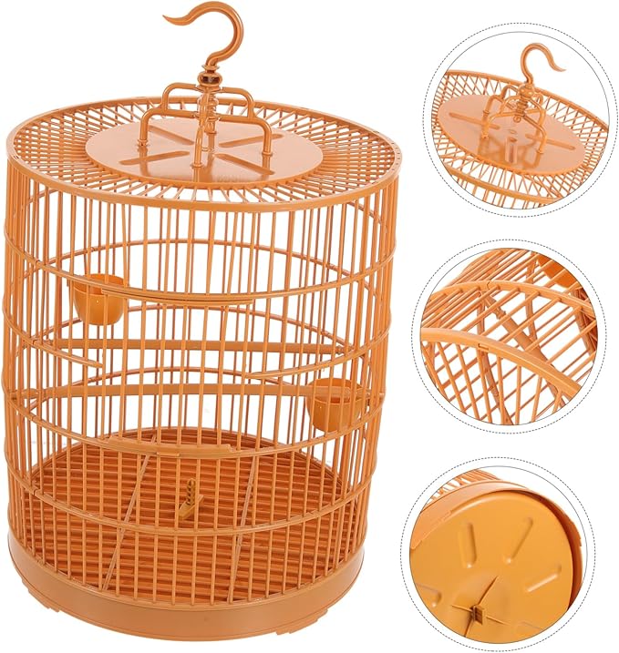 Kisangel Decorative Hanging Bird Cage Plastic Small Animal Cage with Safety Door Spacious Design for Parakeets Hamsters and Small Birds