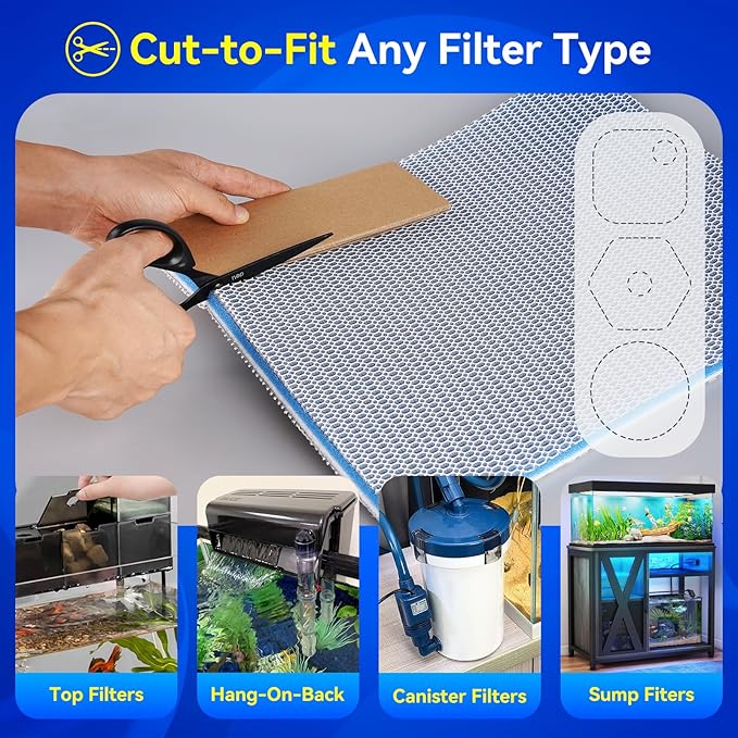 Borlech 8-Layer Fast-Acting Aquarium Filter Pad - Cut-to-Size Aquarium Floss Media for Fish Tank, Pond, Sump - Fast Water Polishing in Hours (19.7"x15.75"x0.6")