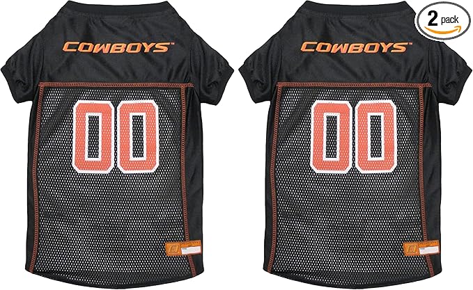 NCAA College Oklahoma State Cowboys Mesh Jersey for Dogs & Cats, Medium. Licensed Big Dog Jersey with Your Favorite Football/Basketball College Team (Pack of 2)