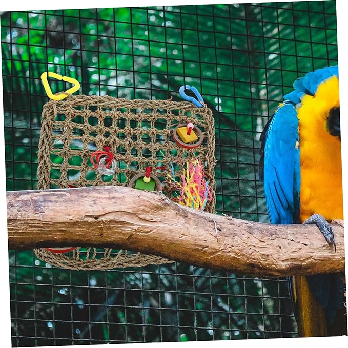 POPETPOP 1Pc Natural Parrot Hammock Climbing Net for Birds Durable Bird Swing for Cockatiels Parakeets and Parrots for Bird Lovers