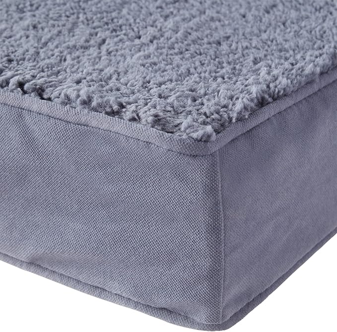 Happy Hounds Oscar Rectangle Orthopedic Foam Sherpa Dog Bed, Small (36 x 24 in.), Prussian Blue