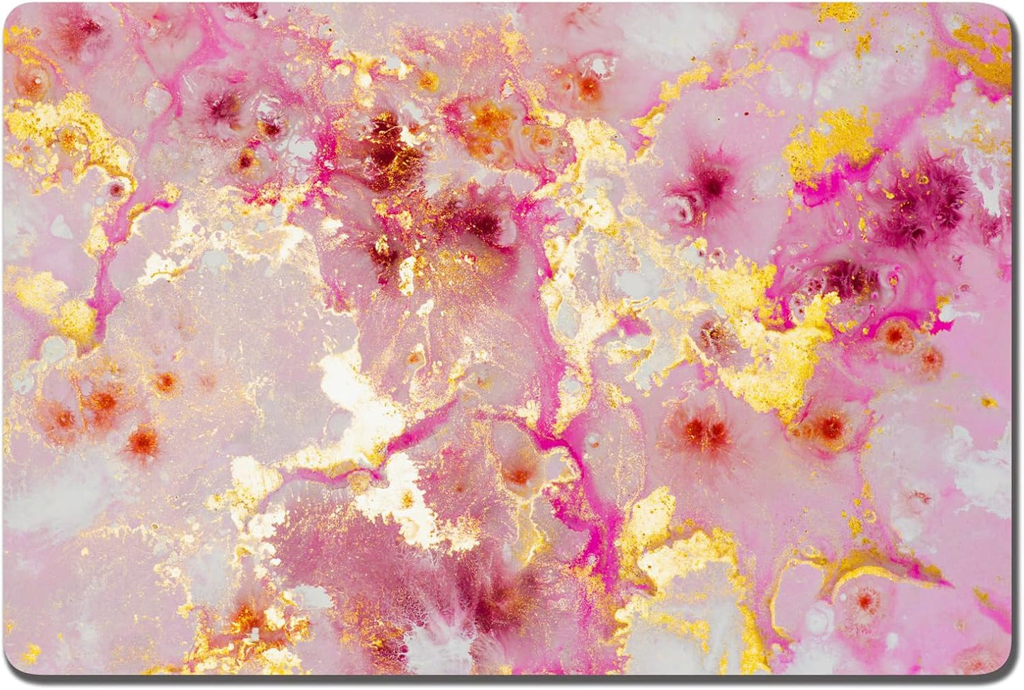 Rnivvi Dog Food Mat, 16" x 24" Absorbent Dog Cat Bowl Mat for Food and Water, Cute Anti-Slip Rubber Pet Feeding Rug Protect Floors, Puppy Placemat for Feeding & Watering Supplies, Pink Gold