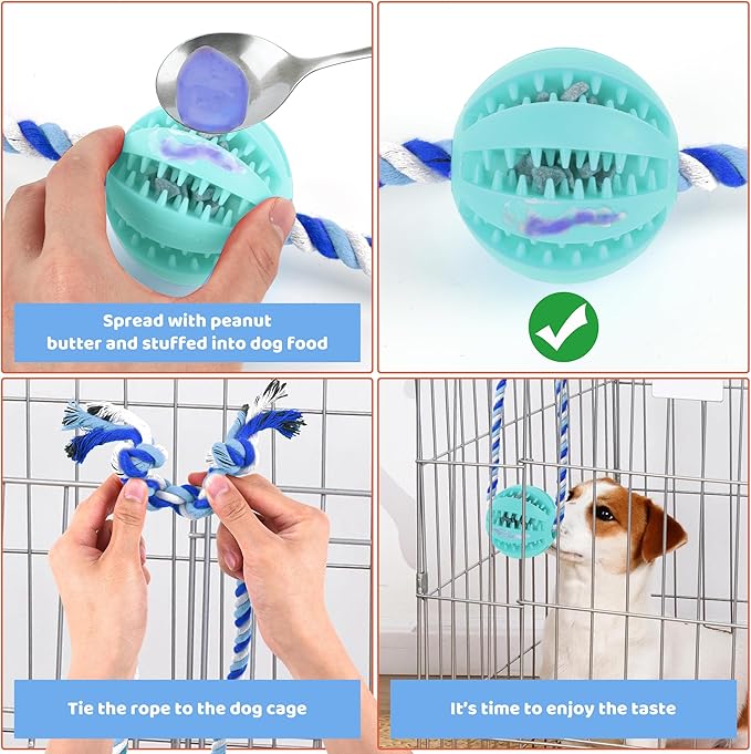Interactive Dog Toys, Crate Training Aids for Puppies, Reduce Stress Anxiety Peanut Butter Dog Food Treat Dispenser Toys(Light Blue)