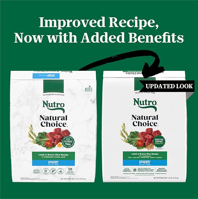 Nutro Natural Choice Dry Puppy Food, Dry Dog Food for Puppies, Lamb and Brown Rice Recipe, 12 lbs.