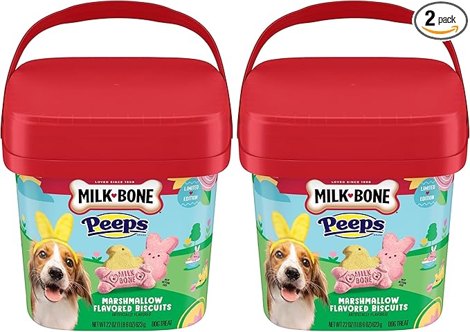 Milk-Bone Peeps Artificially Marshmallow Flavored Dog Treats,22 Oz. Pail,(Pack of 2)