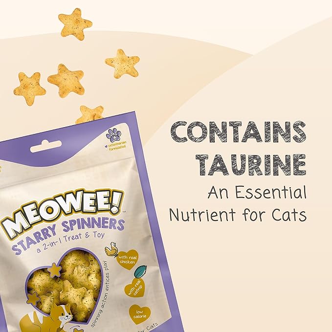 MEOWEE! Starry Spinners Cat Treat, 2.8 Ounce, 2-in-1 Treat & Toy Made with Real Chicken, Chicken Liver & Catnip, Encourages Playfulness & Low Calorie