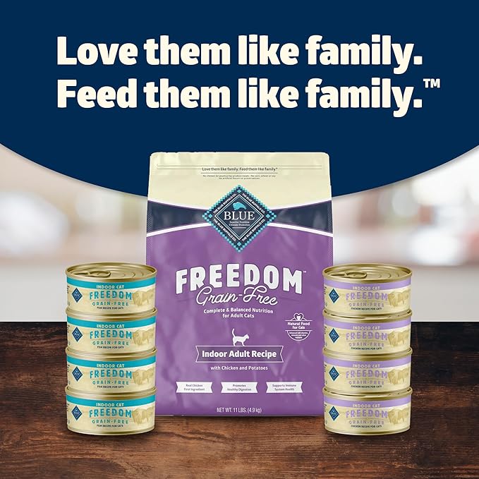 Blue Buffalo Freedom Grain-Free Adult Wet Cat Food, Complete & Balanced Nutrition for Indoor Cats, Made with Natural Ingredients, Chicken Recipe, 3-oz. Cans (24 Count)