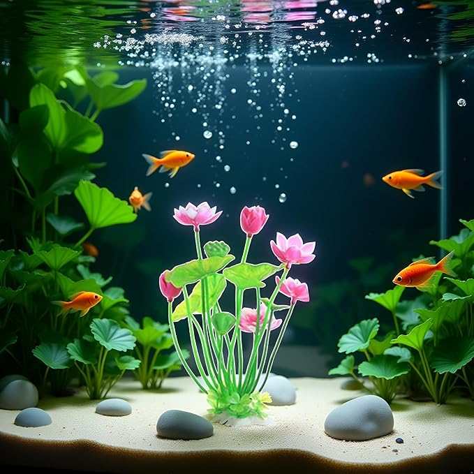 Pink Artificial Water Plants, Artificial Lotus Fish Tank Ornament Aquarium Aquatics Grass Flower Simulation Wedding Favors Plastic Plastic Plants for Party Fish and Aquatic Pets Aquarium Décor