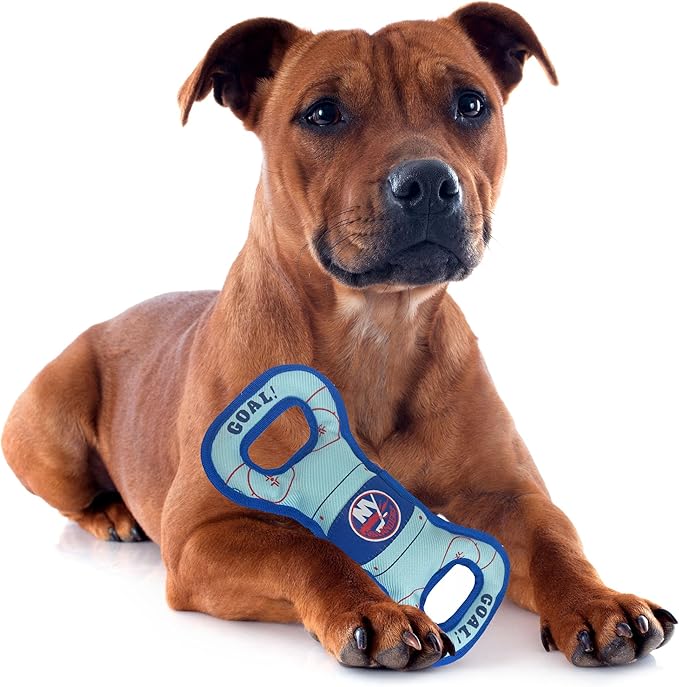 Pets First NHL New York Islanders Hockey Field Dog Tug Fetch Squeak Chew Toy, One Size