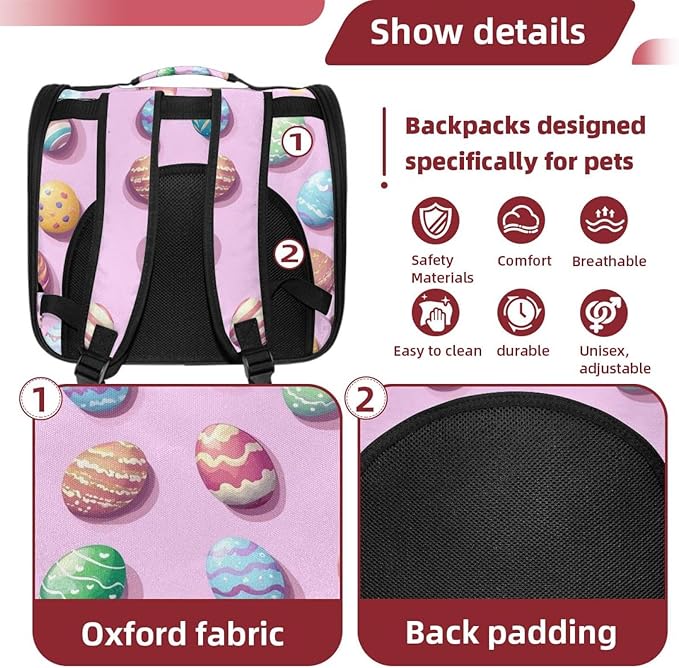 Easter Eggs (4) Transparent Pet Carrier for Travel Hiking for Kitty Small Dog