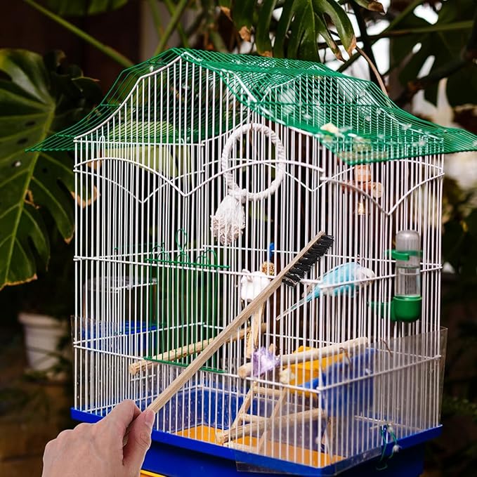 Zerodis 3PCS Brushes for Pets Bird Cage Brush Wooden Cleaning Brush Portable Long Handle Bird Cage House Brush Accessory for Pet Birds Parrots Cage
