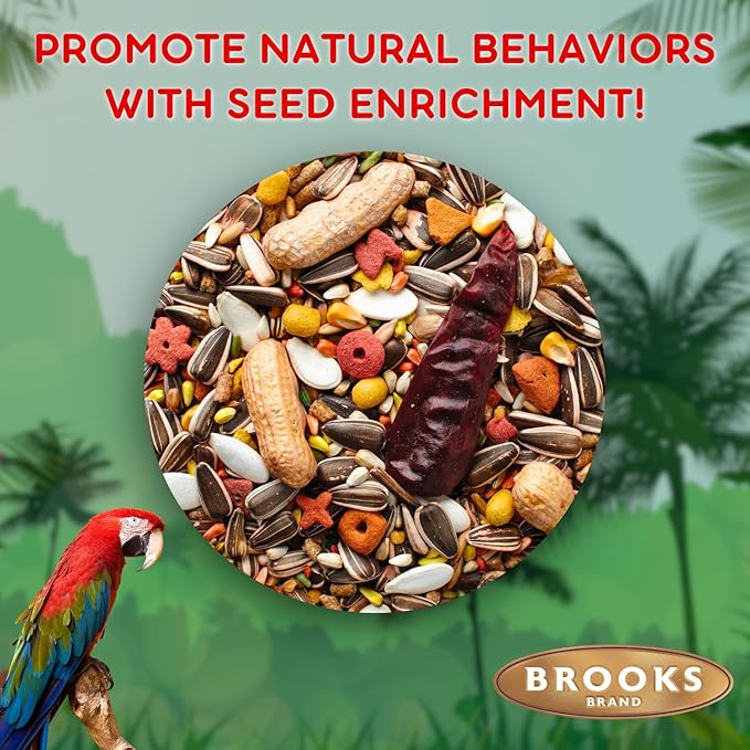 Brooks Brand Grains Plus Parrot Blend, Bird Food Parrot Seed Mix, African Grey Food, Eclectus, Indian Ringneck, Quaker (5 lbs)