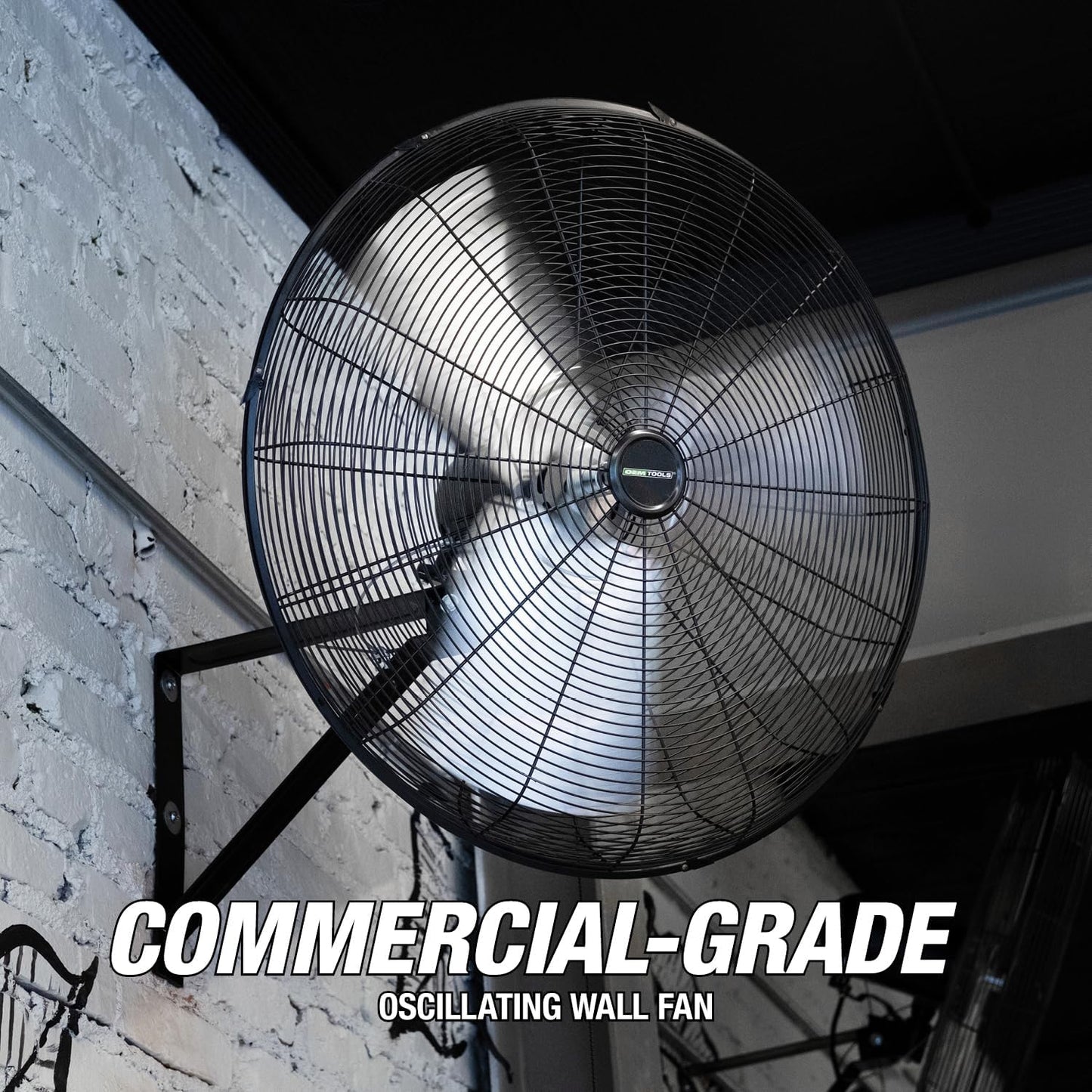 OEMTOOLS 24-Inch Wall Mount Fan, 90° Oscillating Fan 6500 CFM Max, 3 Speed Motor, Use in Garage, Gym, Warehouse, Factory and Jobsite