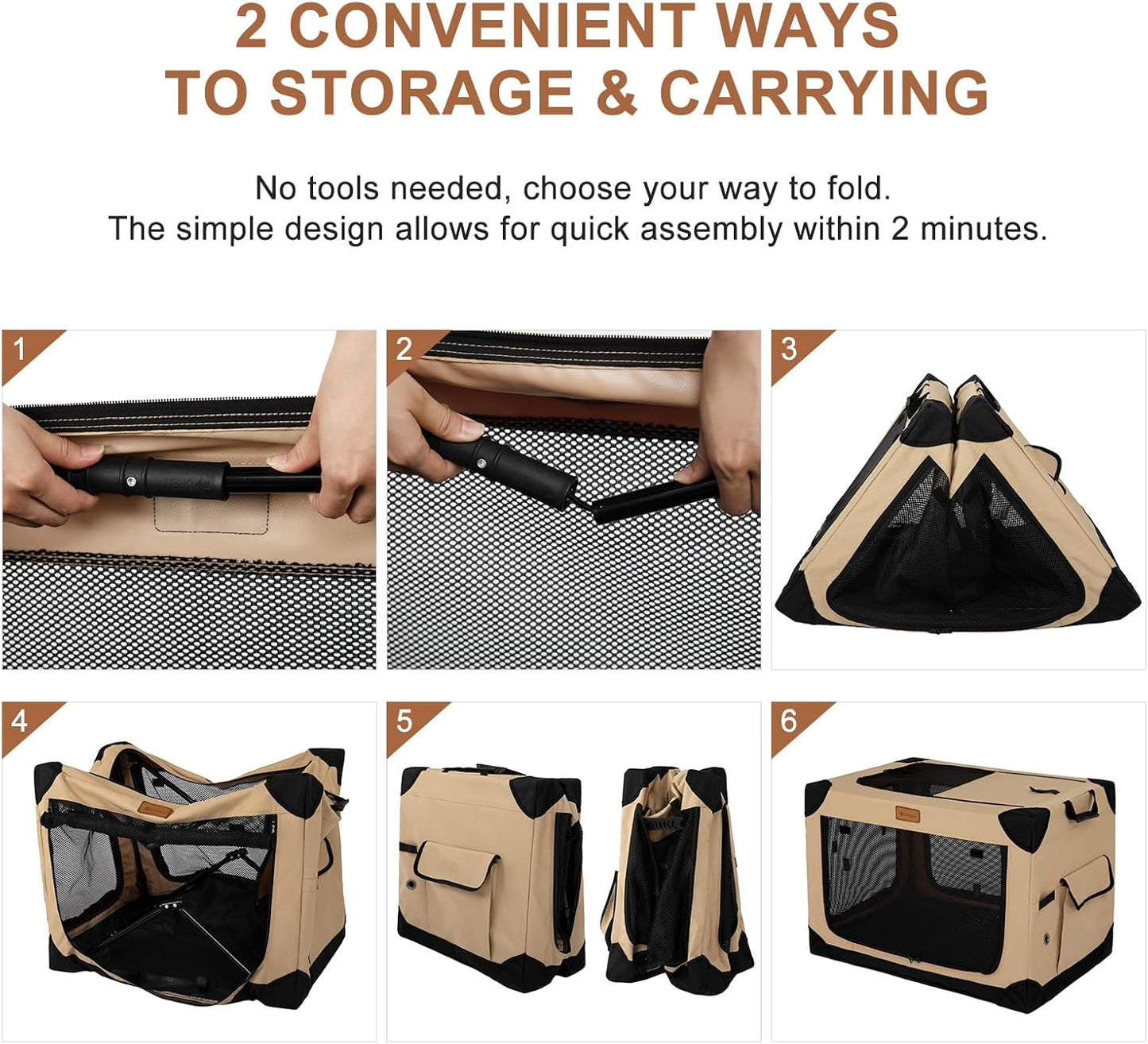 Soft Dog Crate for Large Dogs, 4-Door Foldable Collapsible Dog Crate with Soft Sides, Indoor & Outdoor Travel Dog Kennel, Dark Grey