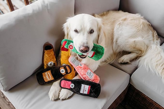 Z-Stitch® Happy Hour Crusherz 2-Pack - Merlot and Rosé, Funny Dog Toys for Aggressive Chewers, Durable Plush Alcohol Puppy Toys, Squeaky Toys for Dog Birthday