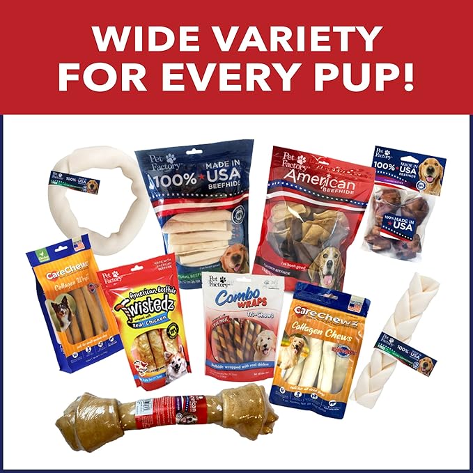 Pet Factory 100% Made in USA Beefhide Chip Rolls Dog Rawhide Chews, Thick, Dog Chews Long Lasting from American Cattle, Dog Chew Bones, 5 Inches (Pack of 22)
